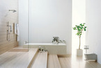 木制家具搭配朴素色调 简约主义浴室营造轻松气氛 