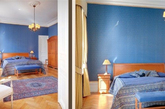 这套公寓巧用色彩混搭，充满魅力的蓝色与气质十足的黄色相搭配，给人一种相得益彰的感觉。在这样一个空间里生活，是不是很有温馨的感觉呢？（实习编辑李丹）