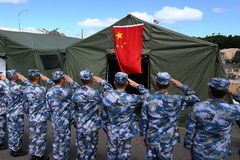 中国参加环太军演潜水分队进入潜水员驻训营地