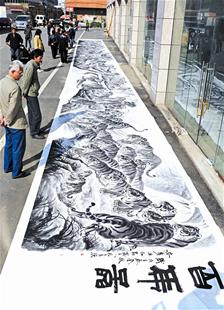 画家历时两月创作《百虎图》总面积达66平方米