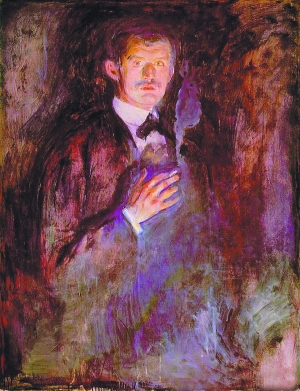 　　蒙克作品《手持香烟的自画像》（Self Portrait with Cigarette）