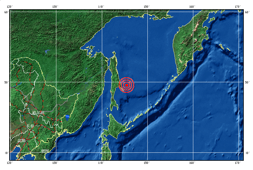 8月14日10时59分鄂霍次克海发生72级地震