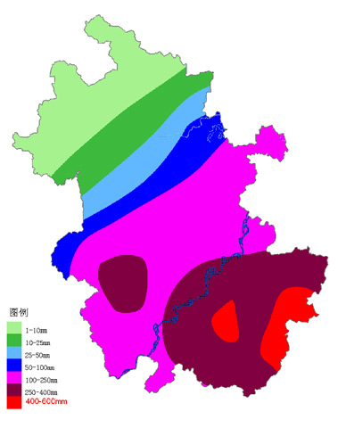 8日08时~11日08时过程预报降雨量图(来源:安徽省气象台)