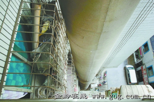 桥墩挨着居民楼。