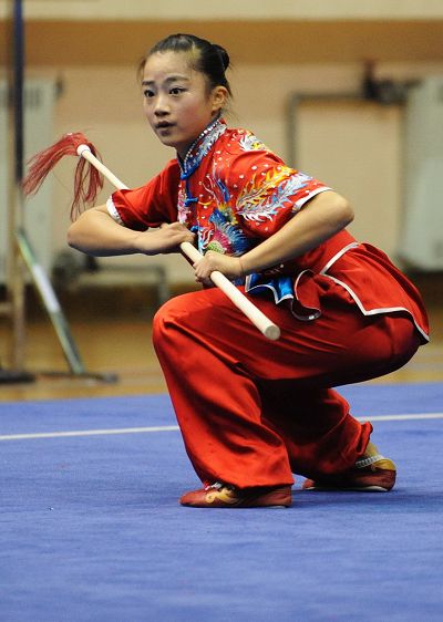 山东选手孙晓梅夺女子枪术冠军.