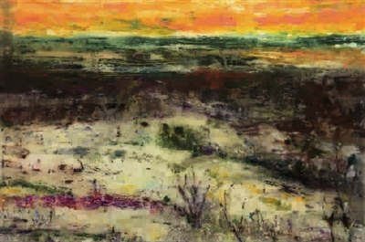 ■桔红色的云2006纸上油画96×144cm