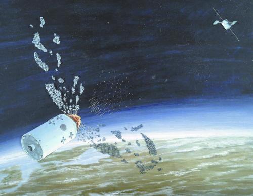 美媒用示范图显示，反卫星试验会制造太空垃圾。