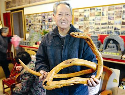 图文:藤雕金蛇贺新春