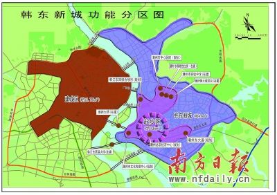 韩东新城功能分区图.