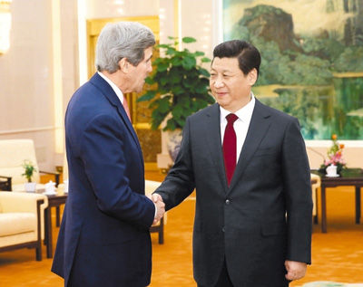 习近平会见美国国务卿克里 就朝鲜半岛问题交