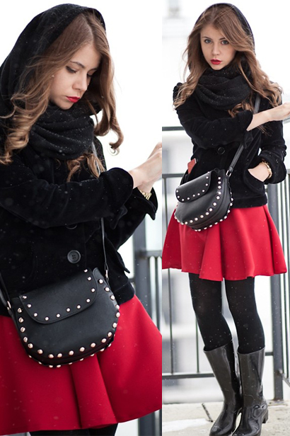 街头经典红黑搭 明星潮人齐演绎