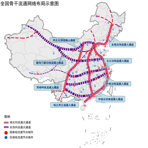 37個國家級流通節點城市及