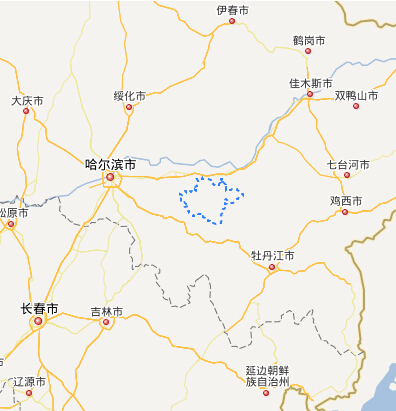 蓝圈内为哈尔滨市延寿县