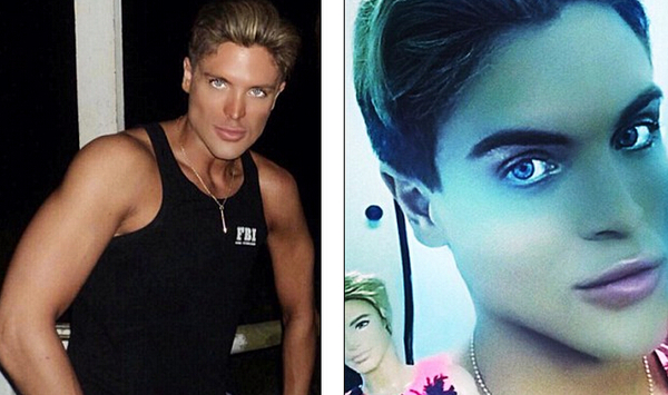 最近,他因外貌酷似芭比娃娃的男友"肯娃娃"而走红网络.