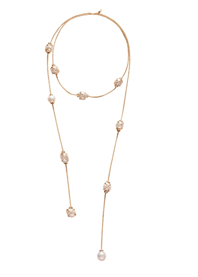 fred baie des anges系列黄金镶钻珍珠项链