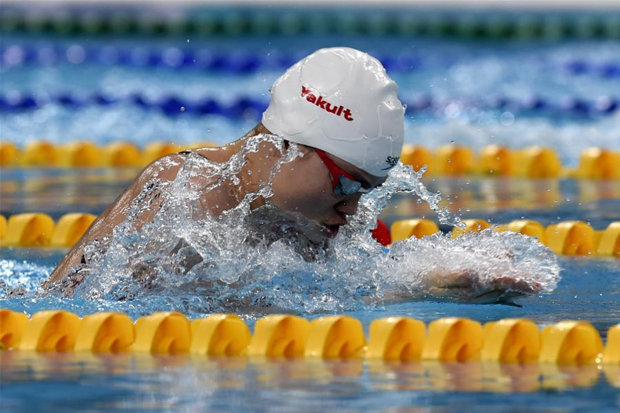 史婧琳在女子100米蛙泳的项目中夺得金牌