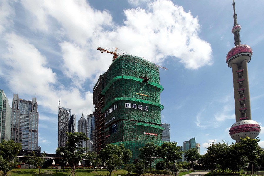 上海国际金融中心建设重大基础工程 中国金融信息中心主体结构顺利